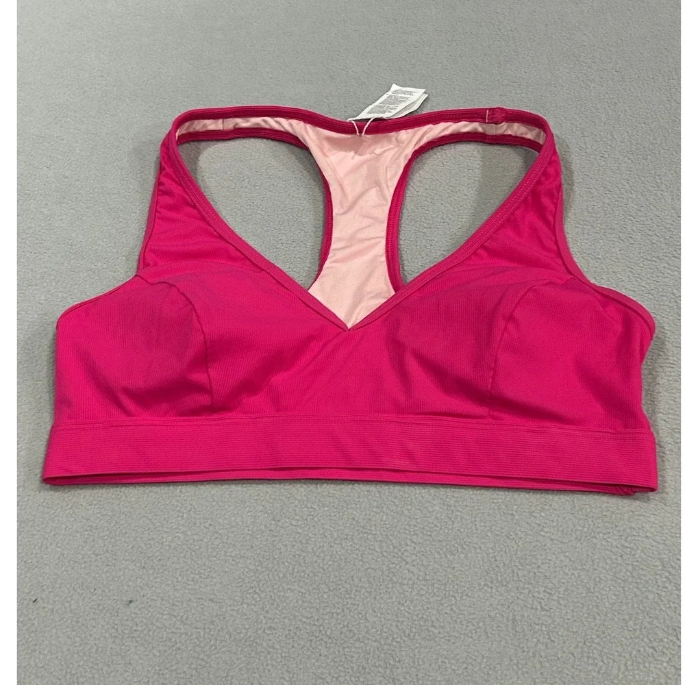 Cupshe Hot Pink Bikini Set Top Small Bottom Medium Ribbed Racerback High Waisted